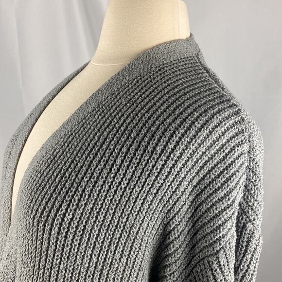 Iris Gray Knit Open Front Cardigan Sweater 3/4 Sleeve w Pockets Cozy Plus Sz 2XL - Picture 7 of 11